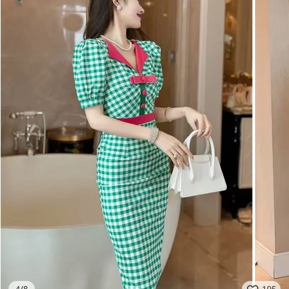 Retro Pin Up Wiggle Midi Dress - Picture 6 of 12